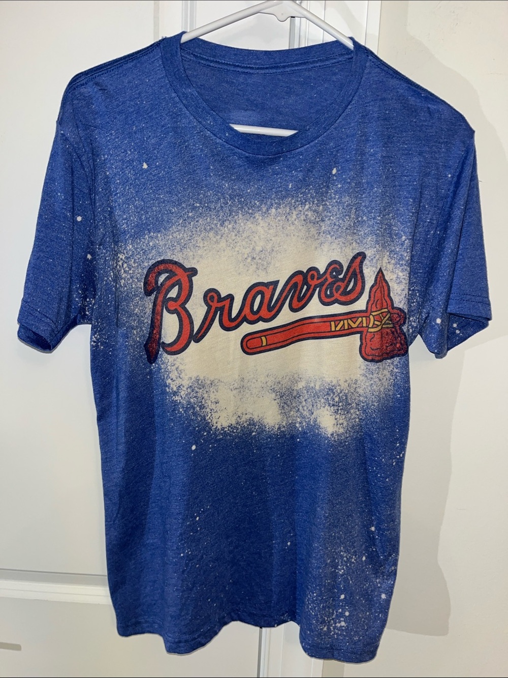 Vintage Style Splatter Atlanta Braves skinny thin baseball t ⚾️shirt Tomahawk M